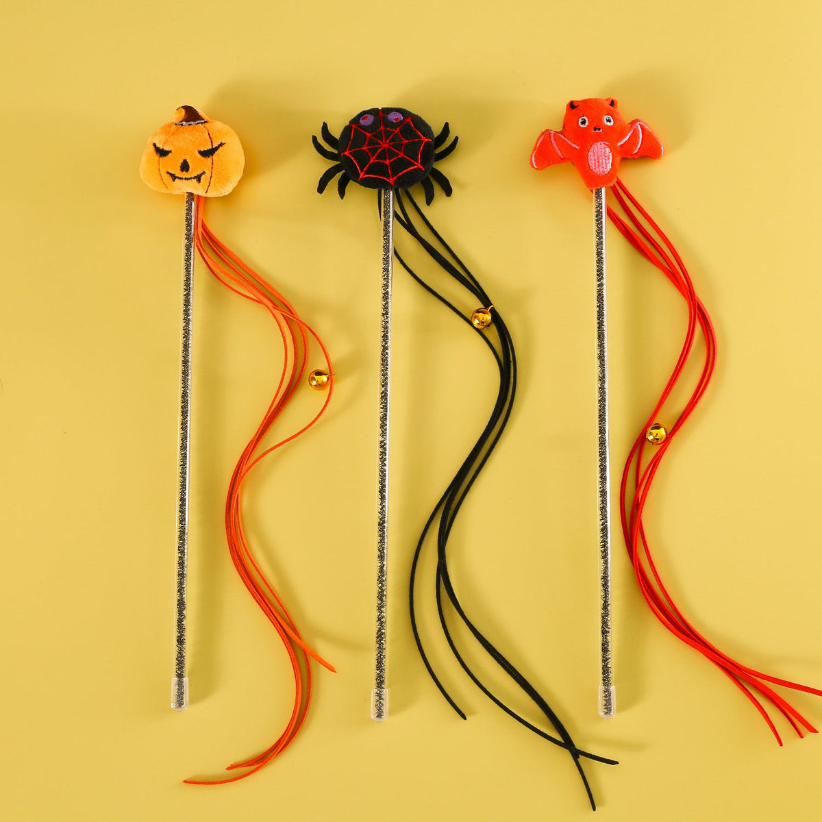 Spider, Pumpkin & Bat Cat Teaser Wand