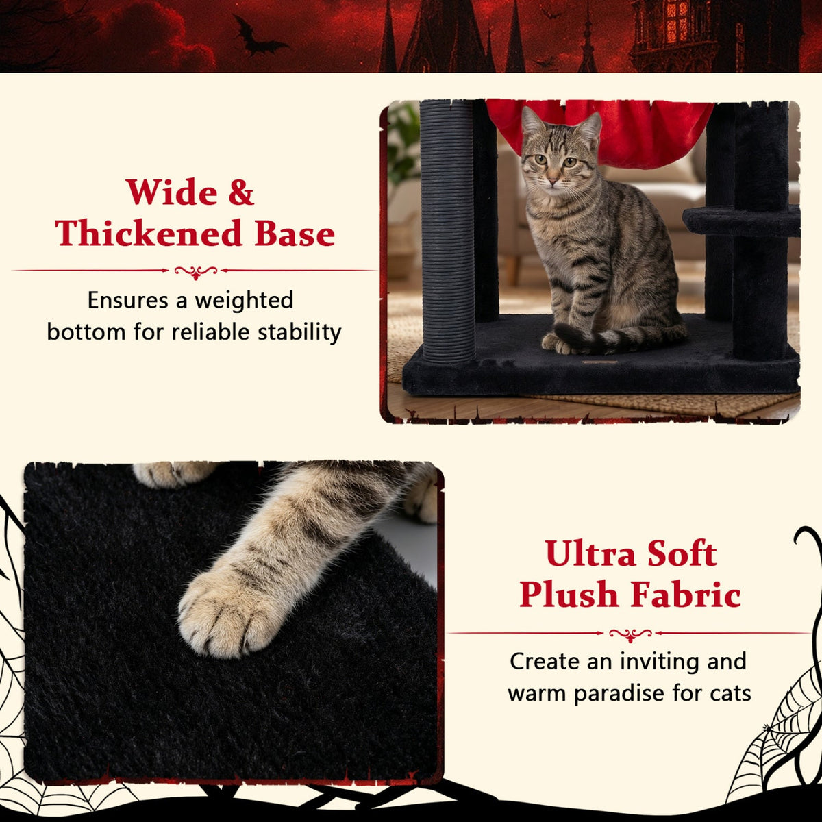 Gothic Cat Tree with Spider Toy (51")