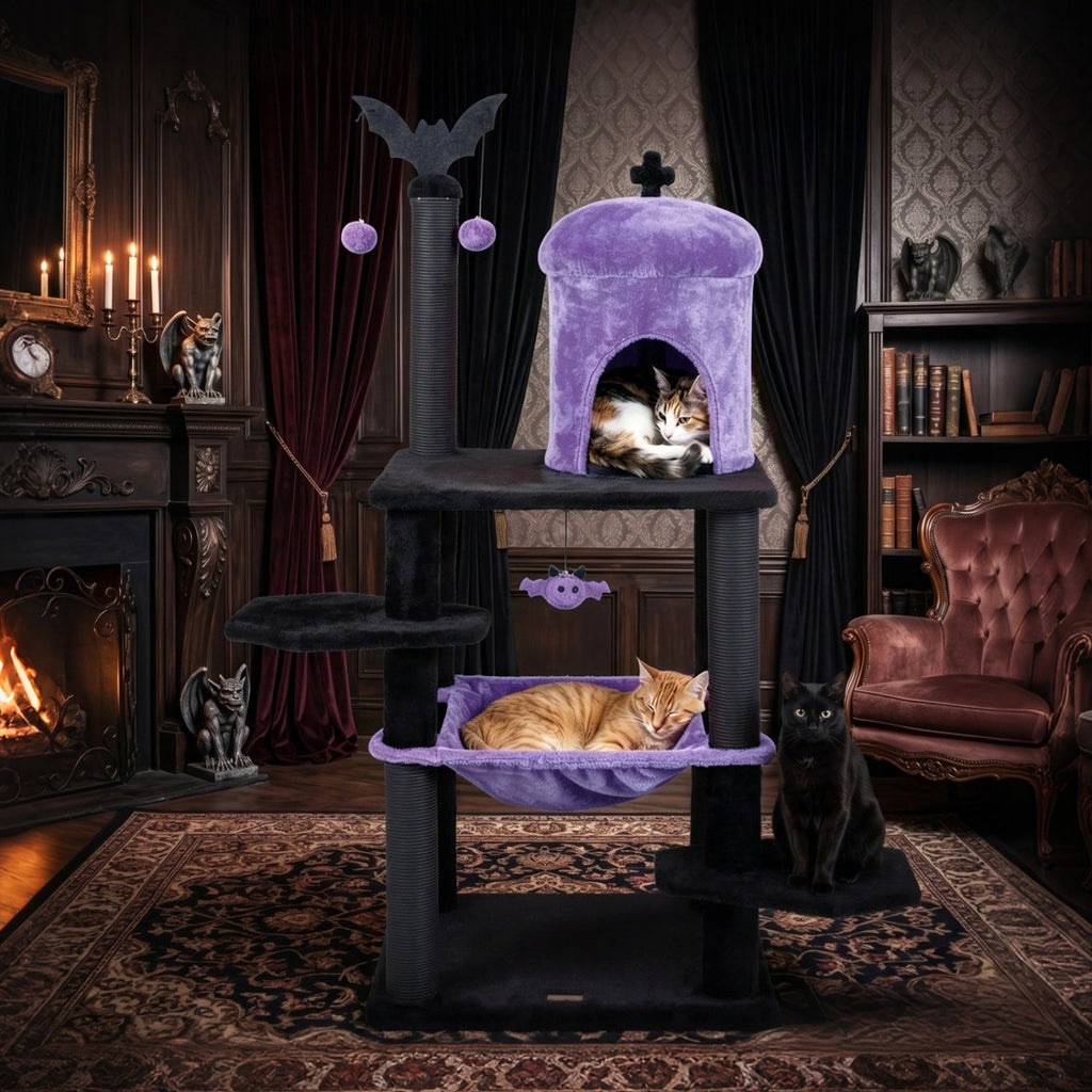 Gothic Cat Tree with Spider Toy (51")