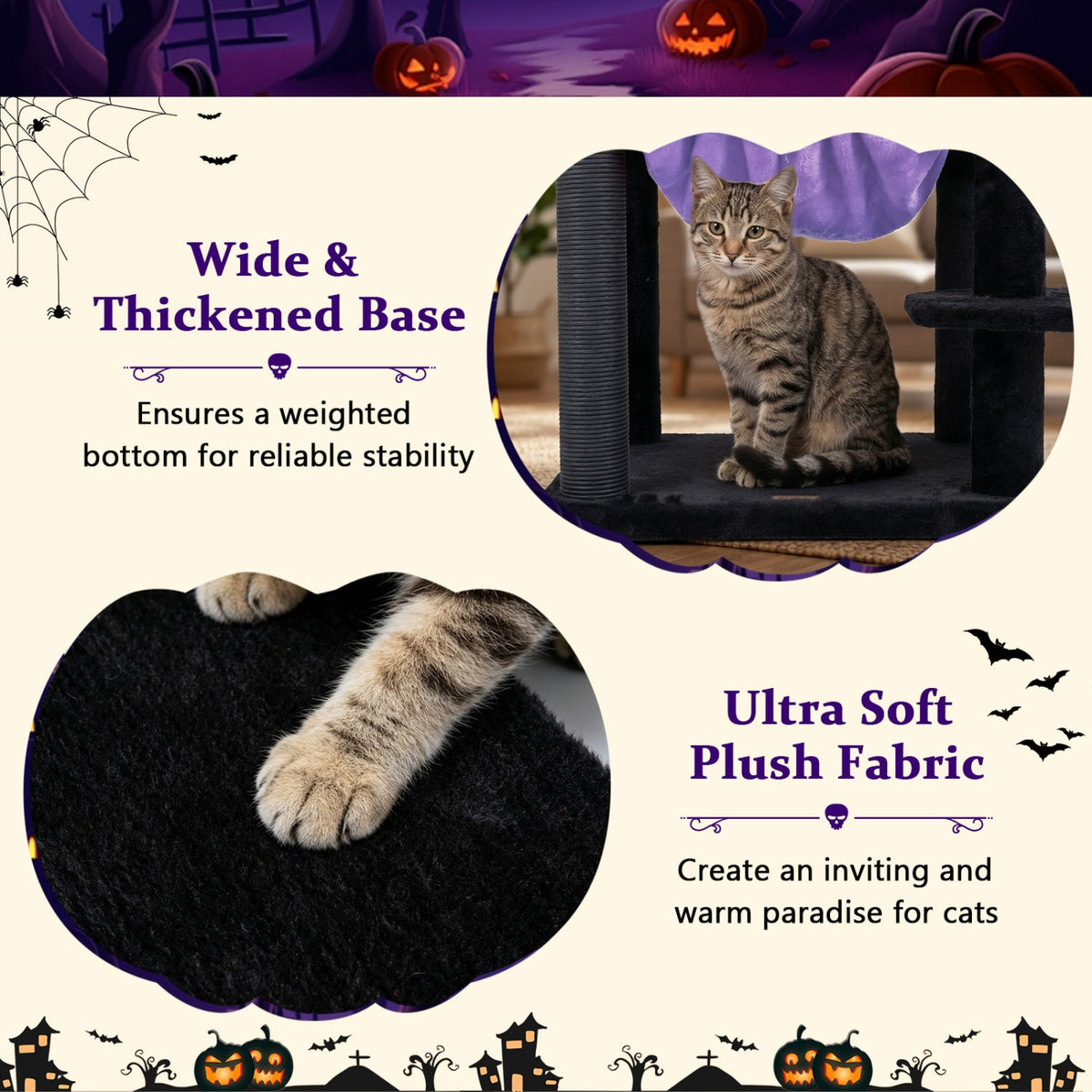 Gothic Cat Tree with Spider Toy (51")