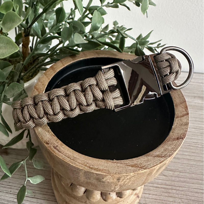 Tan Cobra Braid Dog Collar