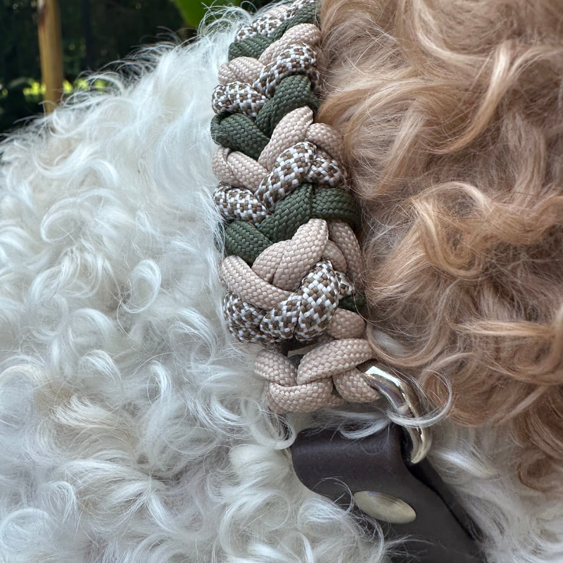 Olive & Tan Hand-Braided Dog Collar