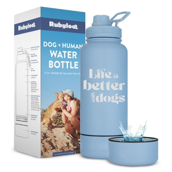 Dog & Human Water Bottle with Detachable Bowl