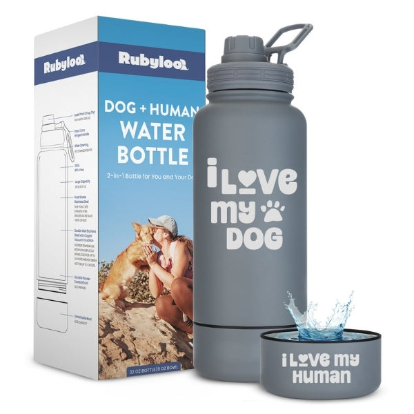 Dog & Human Water Bottle with Detachable Bowl