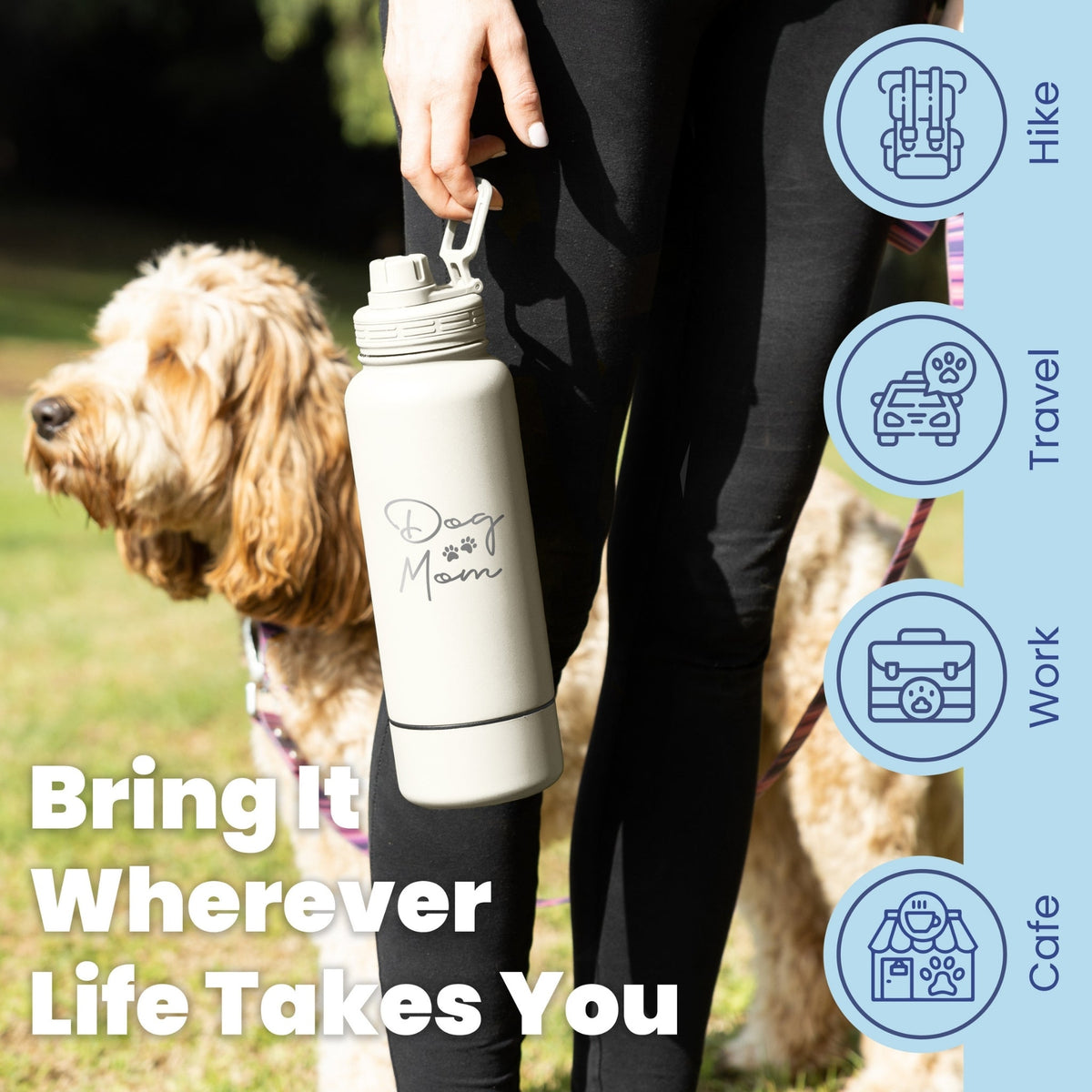 Dog & Human Water Bottle with Detachable Bowl