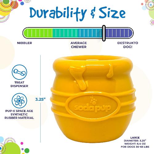 Honey Pot Dog eCup Treat Dispenser | Durable PUP-X Rubber Enrichment Toy | USA Made