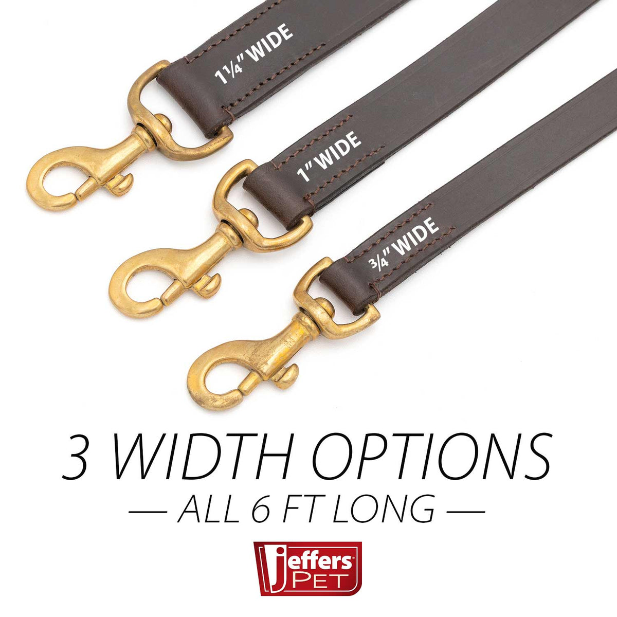 Flat Leather Dog Leash, 6 ft