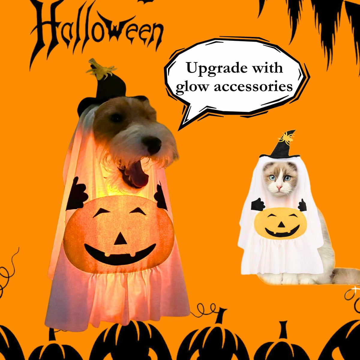Pumpkin Ghost Pet Costume